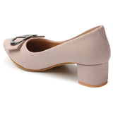 Women's Peach Casual Slip-On Heels