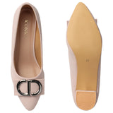 Women's Peach Casual Slip-On Heels