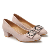 Women's Peach Casual Slip-On Heels