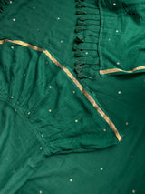 Women's Green Mul Cotton Saree