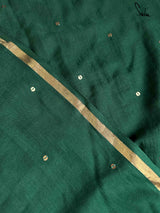 Women's Green Mul Cotton Saree