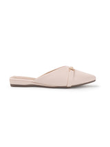 Women's Cream Bit-Detail Pointed-Toe Mule Flats