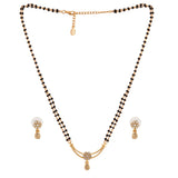 Women's Gold Plated Flower Designer Double Line Mangalsutra Necklace Set