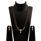 Women's Gold Plated Flower Designer Double Line Mangalsutra Necklace Set
