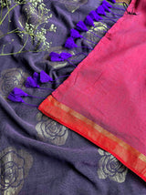 Women's Multicolor Ikat Cotton Saree