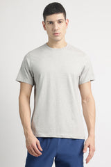 Men's Grey Casual Cotton Blend Half Sleeves Tshirt