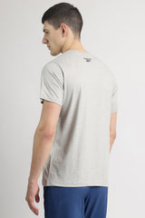 Men's Grey Casual Cotton Blend Half Sleeves Tshirt