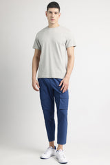 Men's Grey Casual Cotton Blend Half Sleeves Tshirt