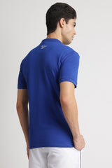 Men's Blue Casual Cotton Blend Half Sleeves Polo Tshirt