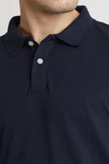 Men's Blue Casual Cotton Blend Half Sleeves Polo Tshirt