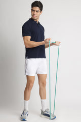 Men's Blue Casual Cotton Blend Half Sleeves Polo Tshirt