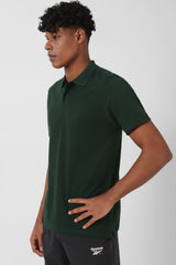Men's Green Casual Cotton Blend Half Sleeves Polo Tshirt