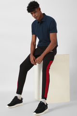 Men's Blue Casual Cotton Blend Half Sleeves Polo Tshirt