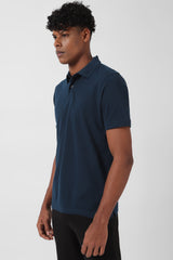 Men's Blue Casual Cotton Blend Half Sleeves Polo Tshirt