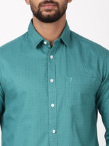 Men's Green Casual Classic Cotton Solid Full Sleeves Shirt