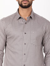 Men's Brown Casual Regular Fit Printed Full Sleeves Shirt
