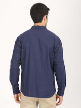 Men's Navy Casual Regular Fit Solid Full Sleeves Shirt