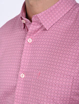 Men's Pink Casual Regular Fit Printed Full Sleeves Shirt