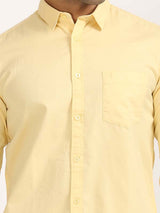 Men's Yellow Casual Regular Fit Solid Full Sleeves Shirt