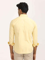 Men's Yellow Casual Regular Fit Solid Full Sleeves Shirt