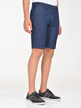 Men's Navy Casual Slim Fit Striped Shorts