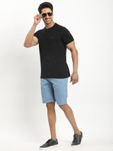 Men's Blue Casual Regular Fit Solid Shorts
