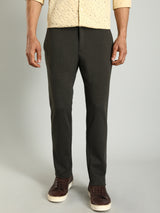 Men's Green Casual Tapered Fit Solid Trouser