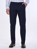 Men's Navy Formal Slim Fit Solid Trouser