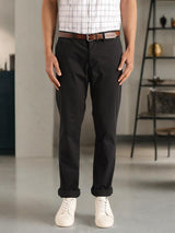 Men's Black Casual Slim Fit Solid Trouser
