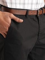 Men's Black Casual Slim Fit Solid Trouser