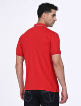 Men's Red Casual Regular Fit Solid Half Sleeves Polo Tshirt