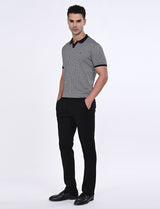 Men's Black Casual Regular Fit Printed Half Sleeves Polo Tshirt