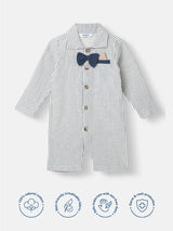 Boys White Casual Striped Romper