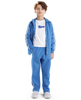 Boys Blue Casual Regular Fit Solid Track Pant