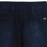 Girls Blue Above Knee Solid Jegging