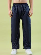 Men's Blue Red Button Polyester and PVC Rainsuit