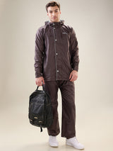 Men's Brown Grey Button Rainsuit