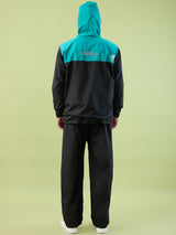 Men's Black Sea Green Zipper Coated Fabric and PVC Rainsuit