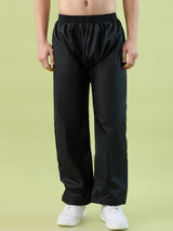 Men's Black Riored Zipper Coated Fabric and PVC Rainsuit
