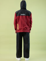 Men's Black Riored Zipper Coated Fabric and PVC Rainsuit