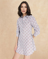 Women's Blue Casual Full Sleeves Dress