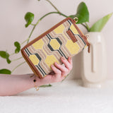 Women's Yellow Honeycomb Luxe Mobile Wallet Sling
