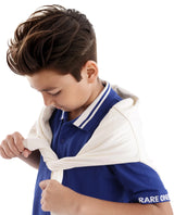 Boys Blue Casual Regular Fit Solid Half Sleeves Polo Tshirt
