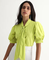 Women's Green Half Sleeves Top