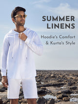 Men's White Casual Full Sleeves Hoodie Shirt