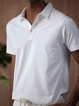Men's White Casual Short Sleeves Polo Tshirt