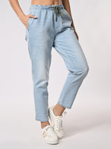 Women's Blue Tapered Fit Stretchable Jeans