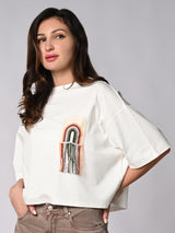 Women's White Casual Solid Half Sleeves Tshirt