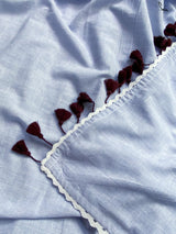 Women's Blue Cotton Saree