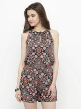 Women's Black Western Wear Multi Color Playsuit